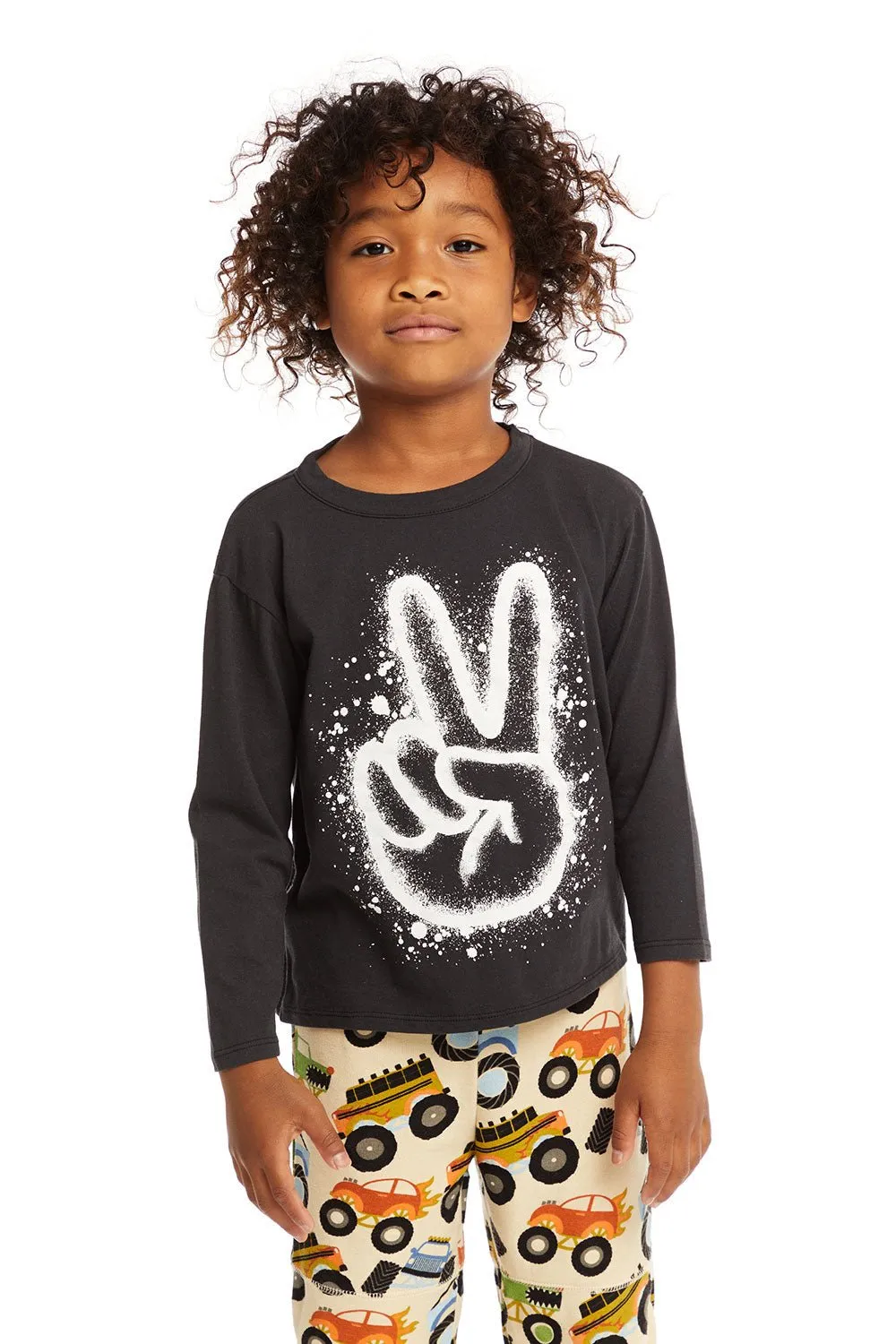 Chaser Spray Paint Peace Long Sleeve in Licorice