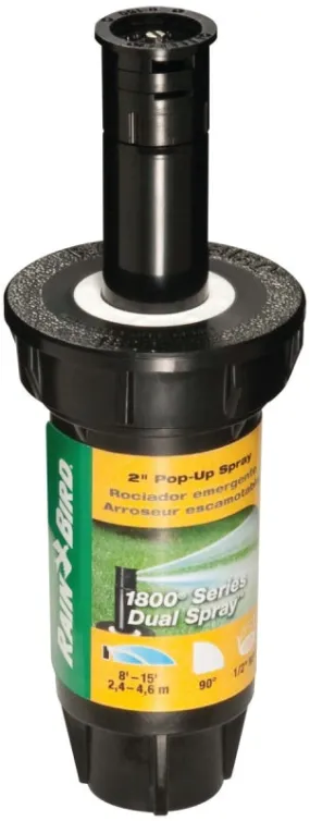 Rain Bird 1802QDS Spray Head Sprinkler, 1/2 in Connection, FNPT, 8 to 15 ft, Plastic :EA: QUANTITY: 1