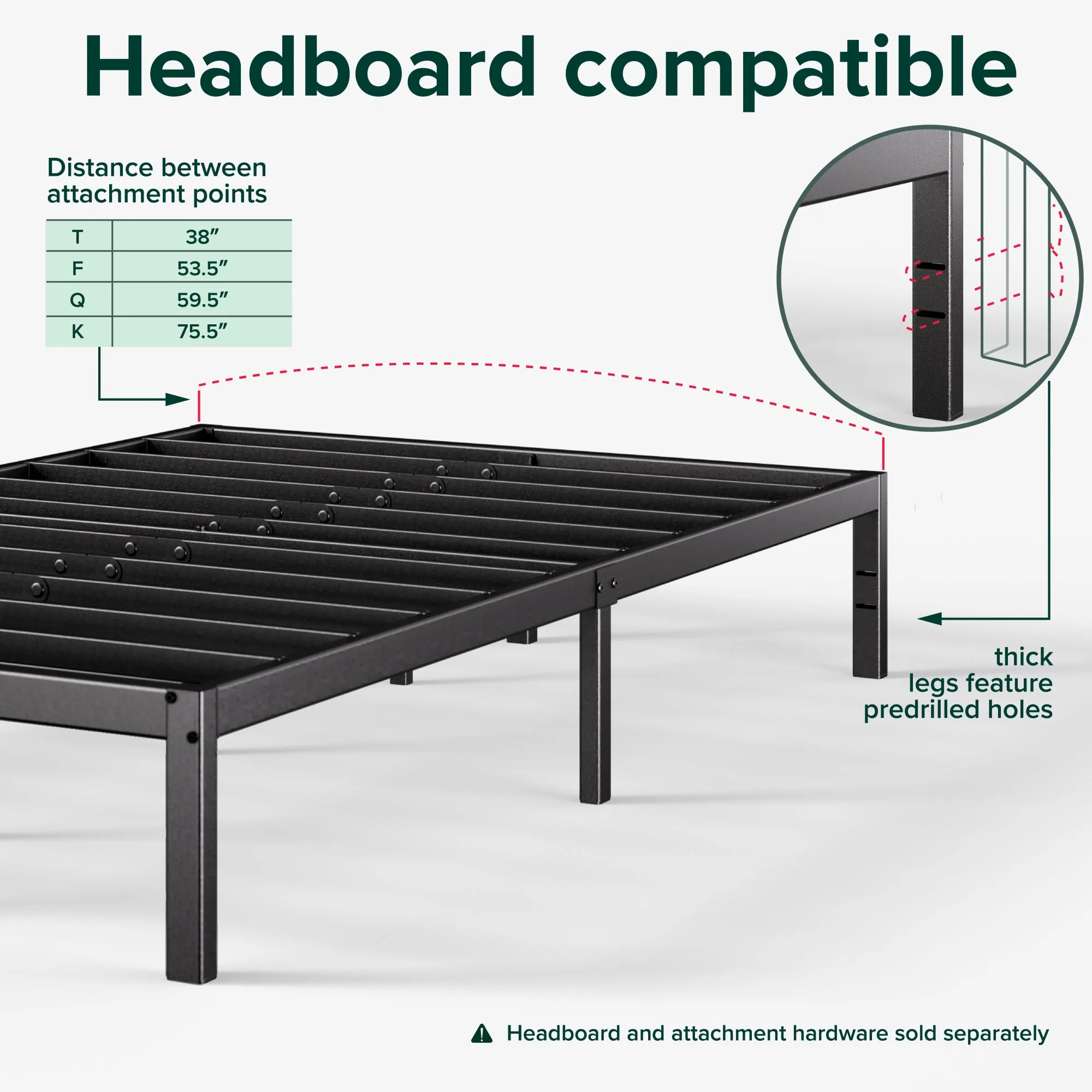 Zinus Black Metal Bed Base